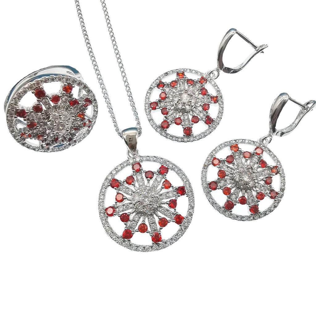 2025 Trendy Hot Round Micro Diamond Women's Multi Color Three Piece Jewelry