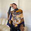 New European and American Retro War Horse Picture Imitation Cashmere Autumn and Winter Warm Scarf Travel Photo Decoration Large Shawl Scarf
