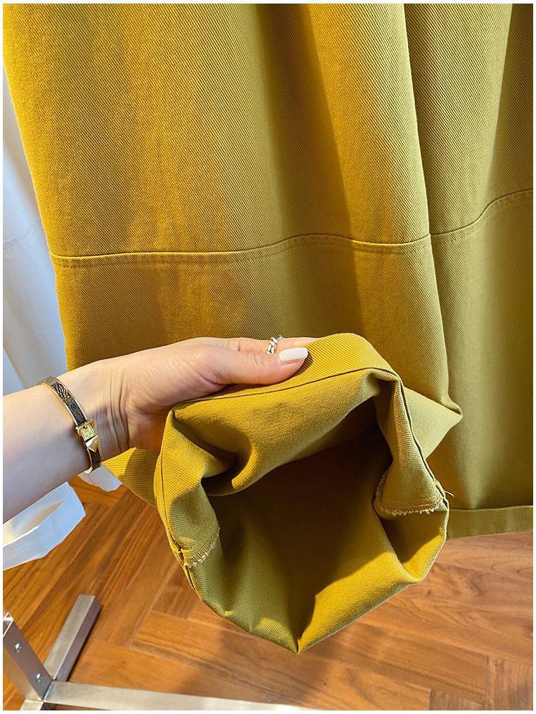 Women's Yellow Wide-Leg Cargo Pants - Summer 2026 Loose Slimming Straight-Leg Balloon Style