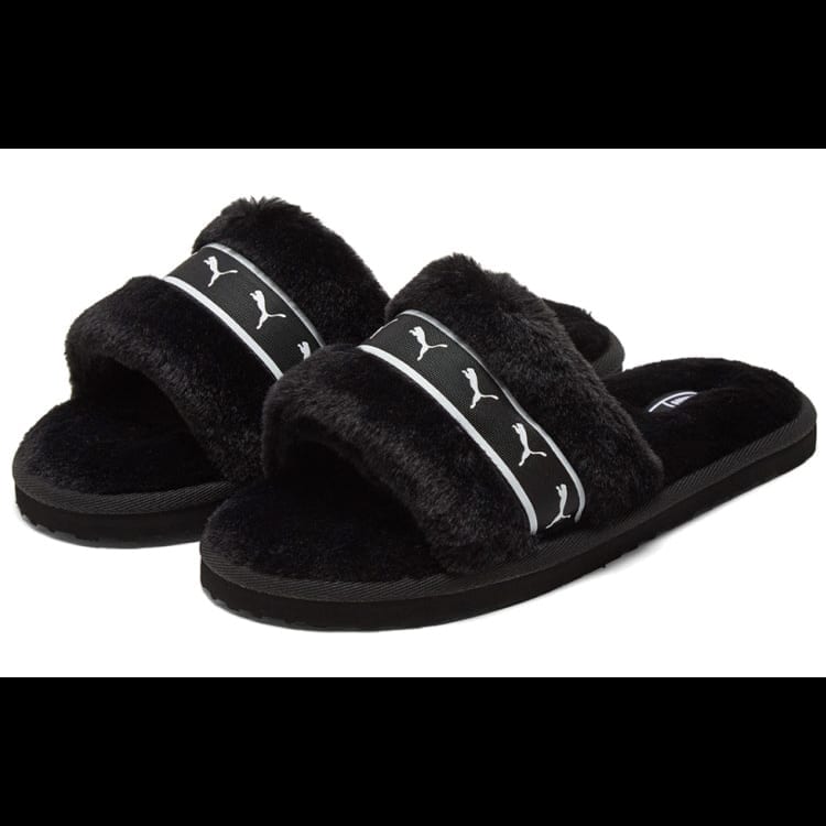 PUMA Fluff Remix Womens Slide Sandals Black Comfortable Stylish 385240-01