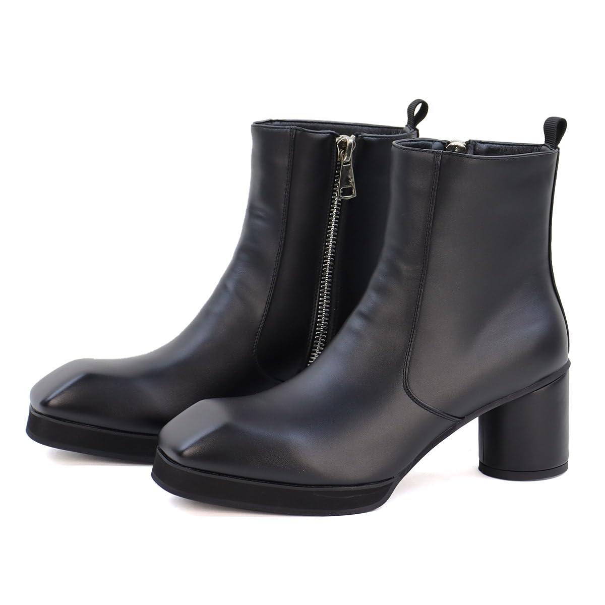 

Квадратный каблук, Черные ботинки [Love Hunter], Ботинки, 7,5 см, Каблук, Носок, Молния, 6837, чёрный