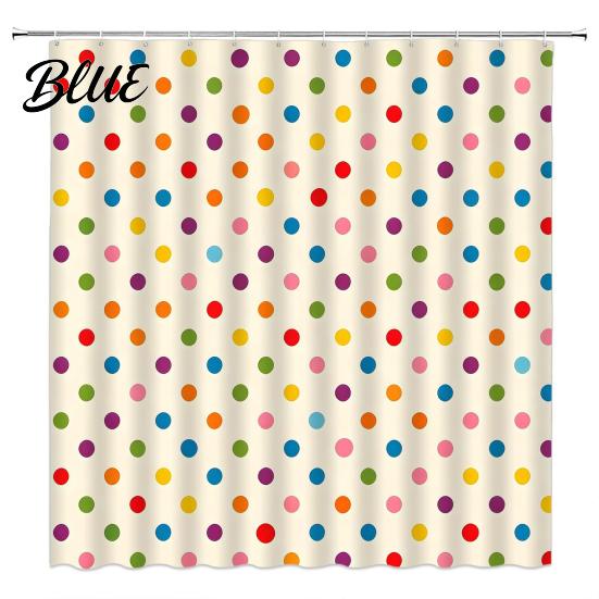 Standard Size Shower Fabric Bathroom Dot with Curtain Curtains Polka Hooks Waterproof Curtain Retro Bath Modern Decoration Accessories for
