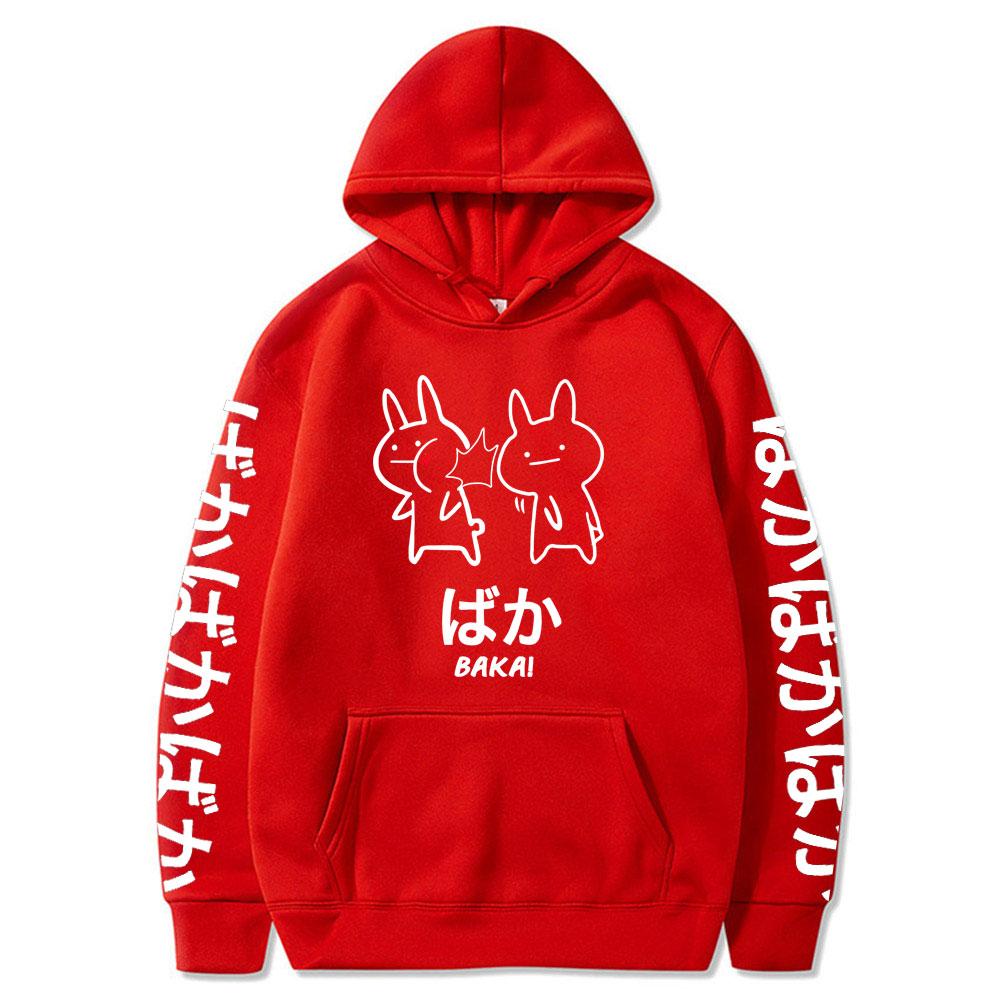 2021 Summer Japanese Anime Baka Rabbit Slap Hoodies Japan Anime Funny Cute Hoody Harajuku Black Japanese Sweatshirt Pullover