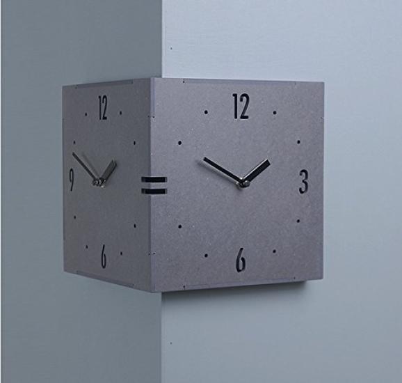 Corner Double-Sided Clock, Handmade Wooden Double-Sided Wall Clock, Stylish Wall Clock, Nordic Style Clock, Interior Decor