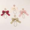 Large Bow Key Ring Pearl Keychain Car Pendant Creative Colorful Ribbon Fabric Knot Key Chain Accessories