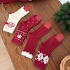 Women's Red Argyle Snowflake Warm Socks - Rabbit Fur, Thick, Mid-Calf, Ideal for Christmas & Spring Festival
