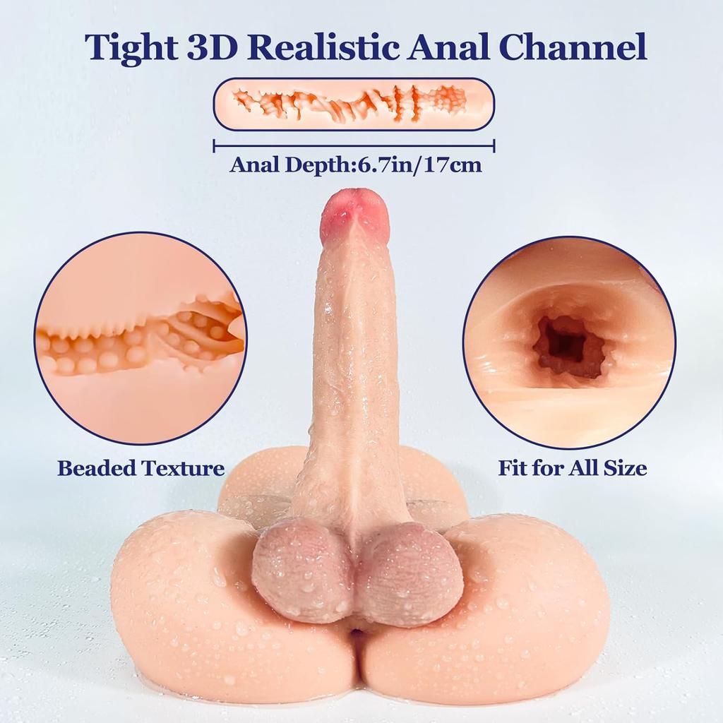 2.6KG Realistic 3D Muscular Male Torso Sex Doll - Flexible Girthy Dildo & Tight Anal Tunnel for Solo - Couple Use - Ideal for Men-Women-Couples