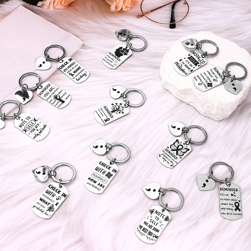 12 Stück You Are Enough Schlüsselanhänger Mental Health Geschenke Schlüsselanhänger Edelstahl Selbstpflege Affirmation Inspiration Danke Y