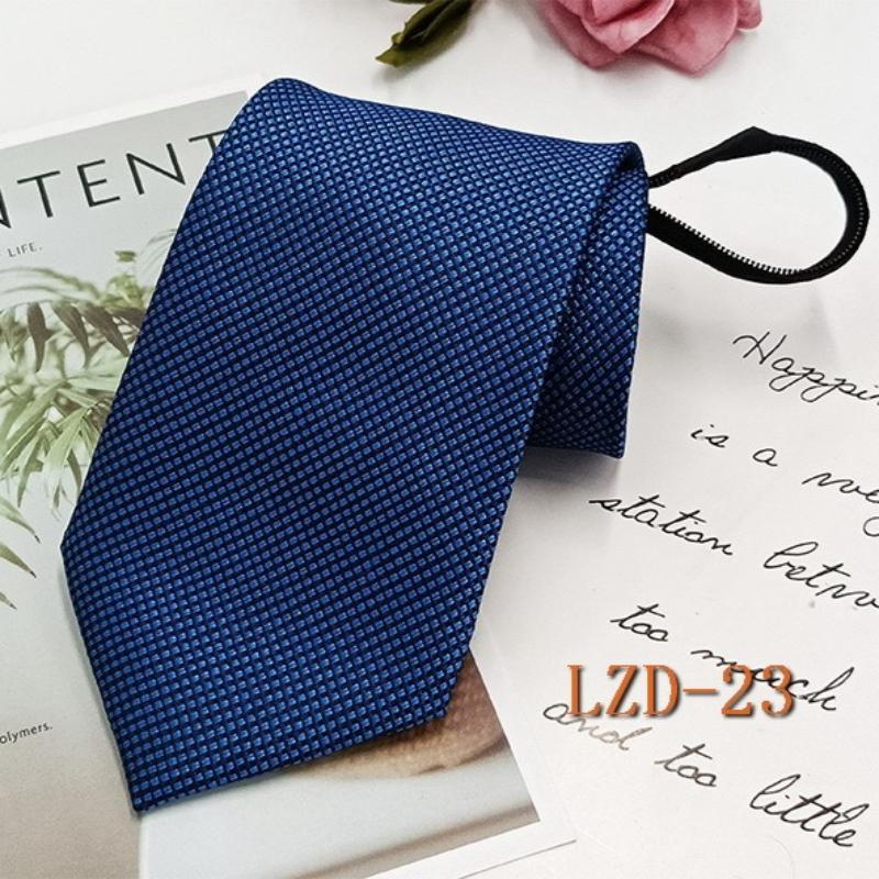 Men's Formal Business Tie with 8cm Zipper, Striped Black Tie, No Knotting Required.
