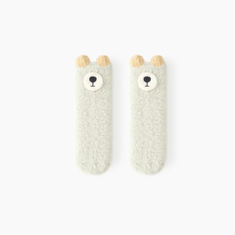 

Cartoon Baby Coral Velvet Socks Cute Bear Children Warm Stockings 0-3year Kids Protection Stocking Infants Plush Long Socks M светло-зеленый