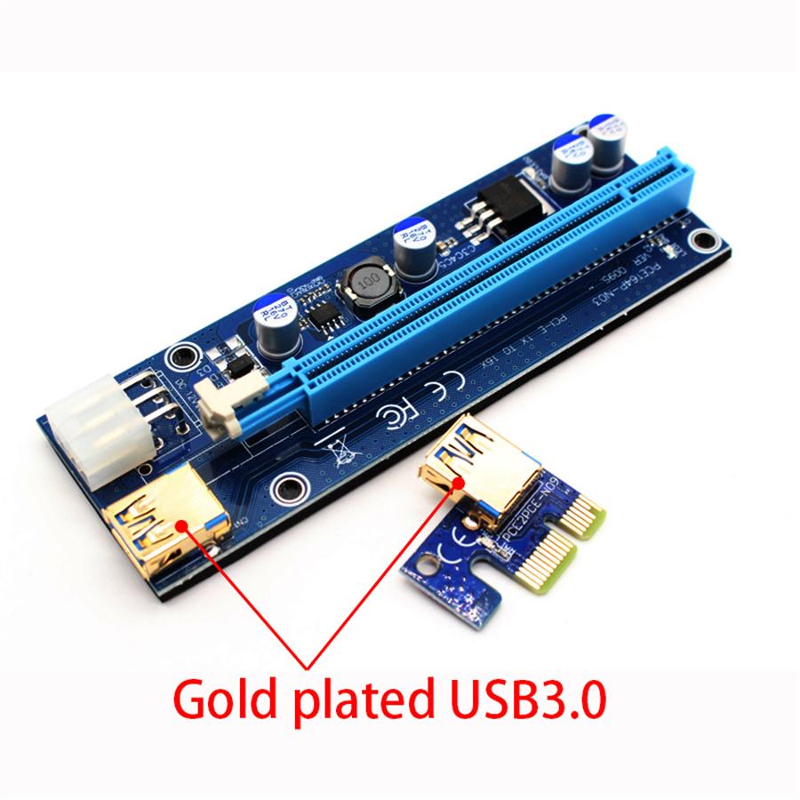 10 Sets USB 3.0 PCI-E Express 1x To 16x Extender Riser Card Adapter Power 24pin ATX Sata Power Cable and 60cm Gold USB 3.0 Quality Cable