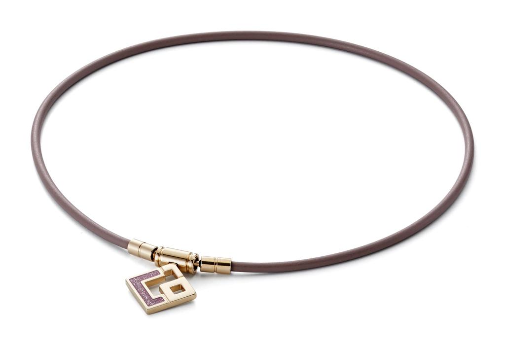 Colantotte TAO Necklace Slim AURA mini Champagne Gold x Lavender Glitter L 47cm