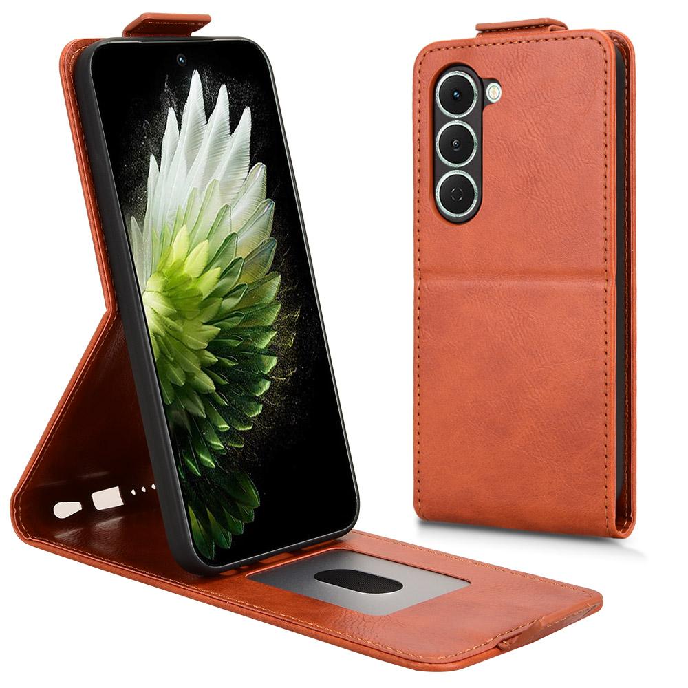 

For TECNO Spark 40 Pro 4G Stand Case Magnetic Clasp Vertical Flip Leather Phone Cover with Card Holder Orange