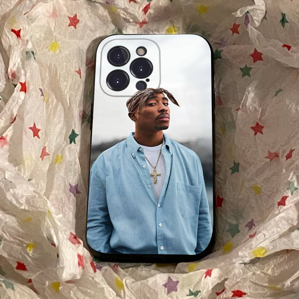 Rapper 2Pac Singer Tupac Square Matte Silicone Case For Iphone17 Air 16 15 14 13 12 11 Pro Max Plus Matte Basic Cover Case