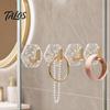 Bathroom Towel Hooks Hexagonal Self Adhesive Hooks, Water Ripple Pattern Design, Waterproof No Heavy Duty Wall Drilling Mounted for Towels Keys