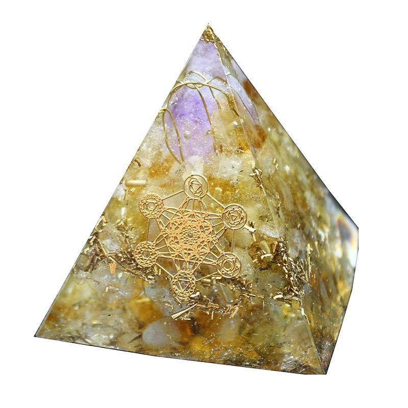 Orgonite Pyramid Chakra Natural Crystal Resin  Craft Jewelry Ornaments Crafts