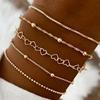 5 Stück/Set Goldfarbe Elegantes Liebesarmband Retro Mehrschichtiges Armband-Set Für Frauen Modeschmuck 2026 Trendiger Schmuck Geschenk
