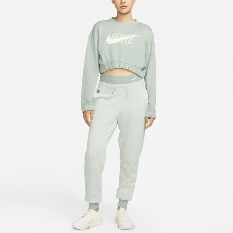 Nike Solid Logo Short Sleeve Crewneck Sweatshirt Women Sweatshirt Green DD5070-357