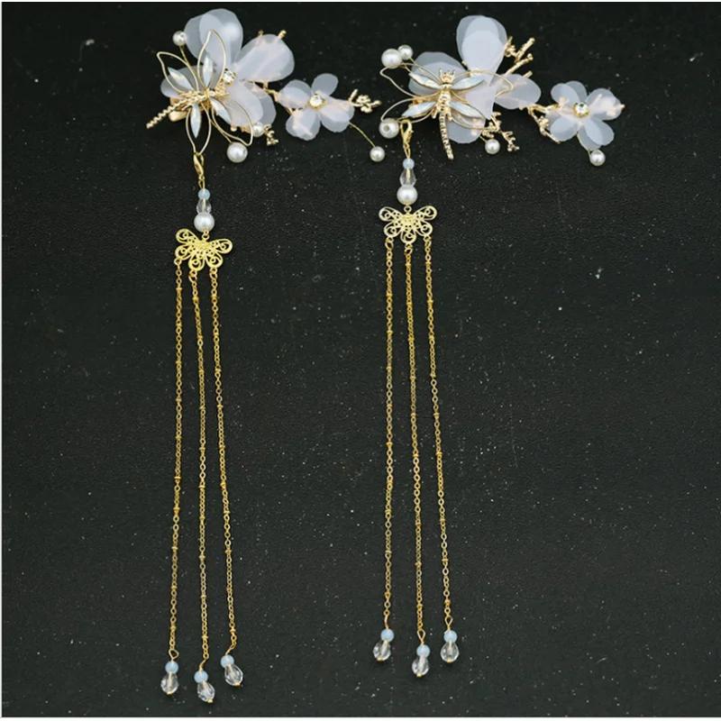 Clips Hair Accessories Elegant Classical Style Dragonfly Traditional HANFU Chinese Tassel Hairpin Accessories for Women