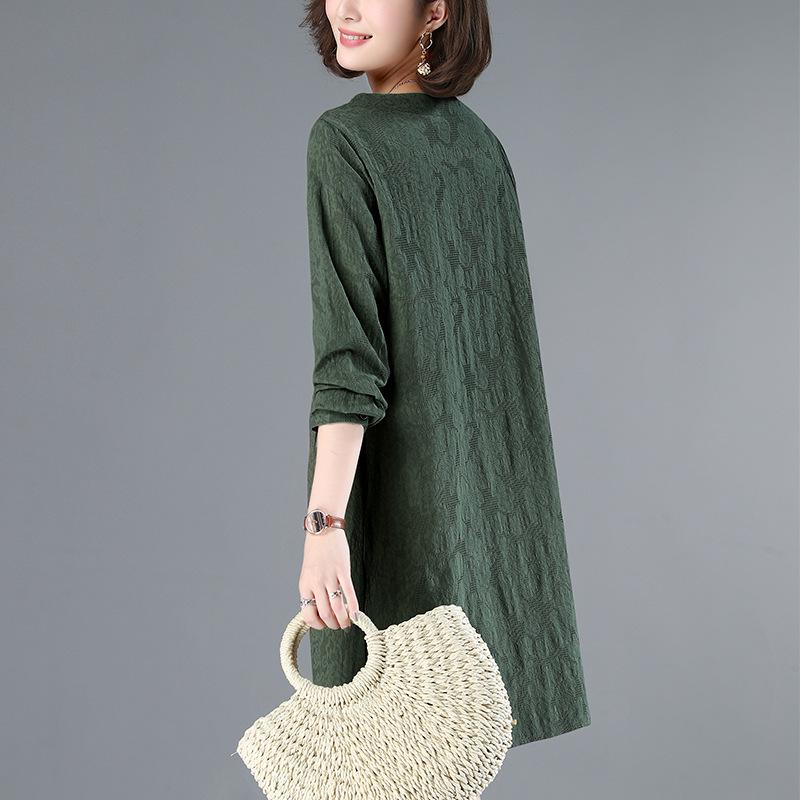 Petite Women's 2024 Spring/Autumn Korean Loose Cotton Linen Casual Short Dress