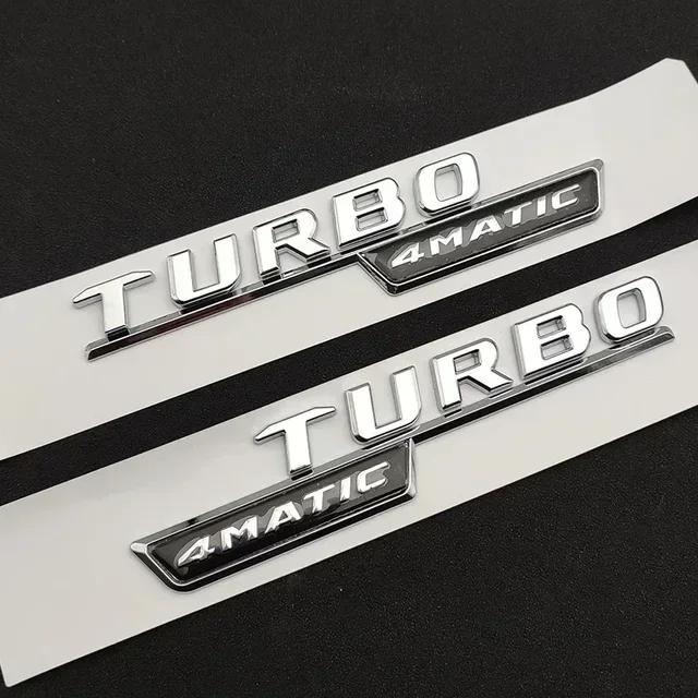 2pcs Car Letters Fender Trim Badge Turbo 4matic Plus Emblem Sticker Mercedes A45 Cla45 Amg C117 Gla45 Gle53 X247 Accessories HOT