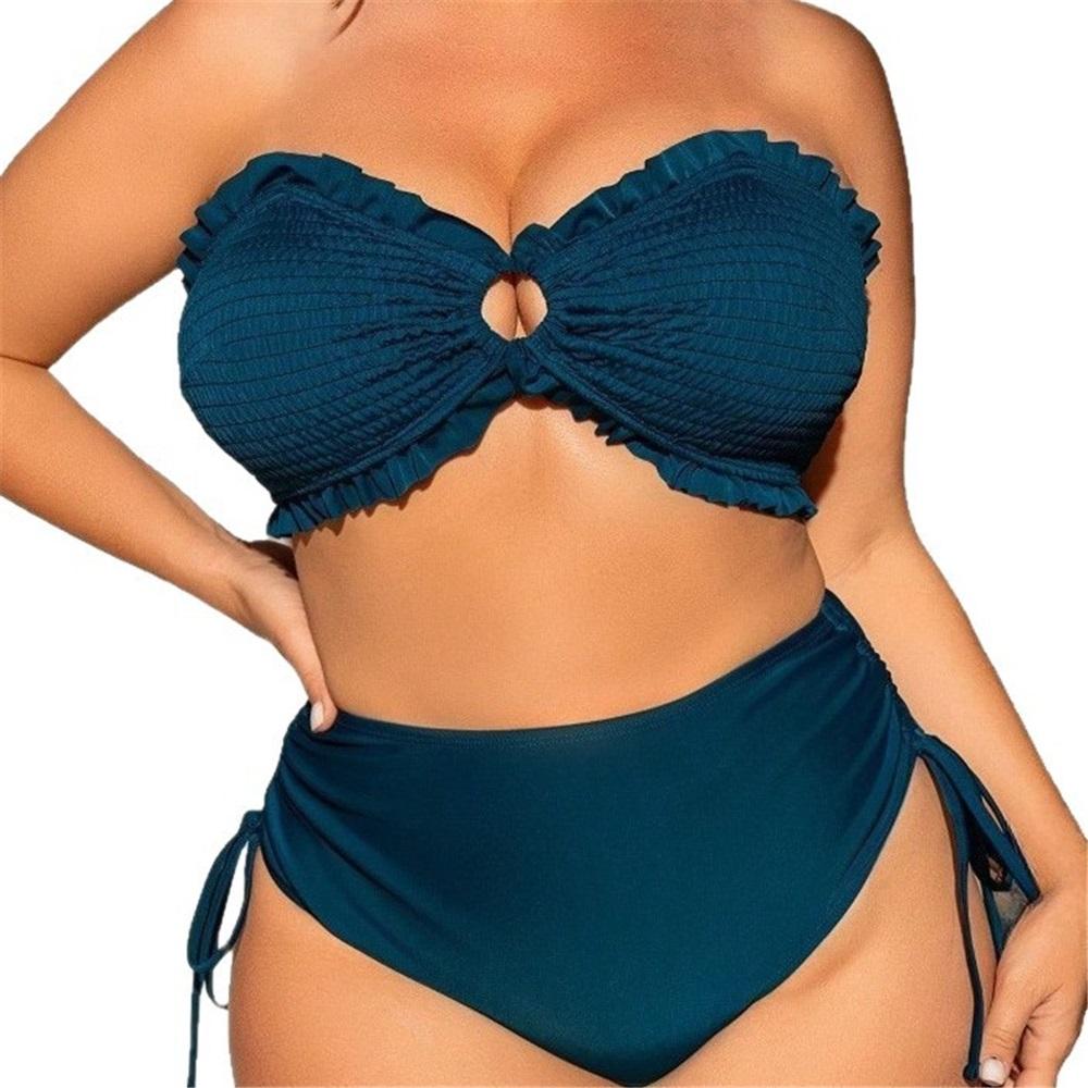 Large Size Swimsuit For Women 2-piece Set, Removable Shoulder Straps, Sexy Split Women's Bikini, Vacation Swimsuit