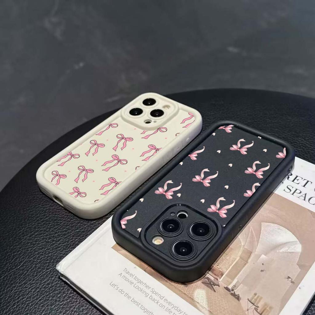 Phone Case For IPhone 16 17 15 14 13 12 11 Pro Max 15 Plus 16e 17 Air 17 Pro 13 Mini Bow Tie Cover Silicone Armor