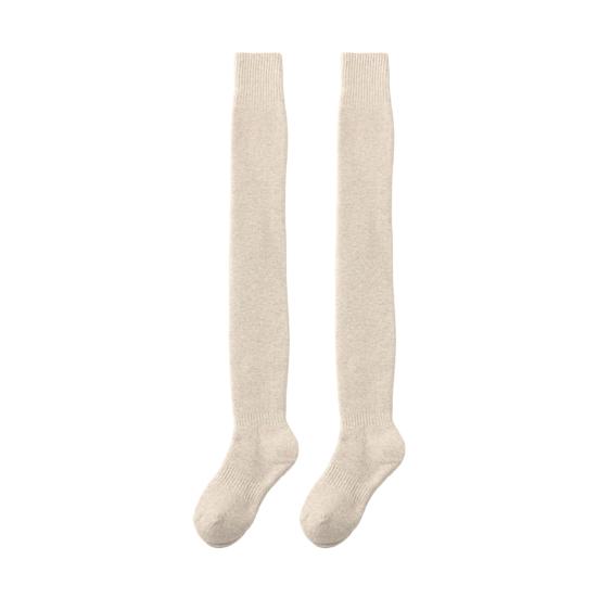 1 Pair Women Winter Warm Long Socks Solid Color Thickened Soft Thermal Stockings Fluffy Female Over Knee Socks