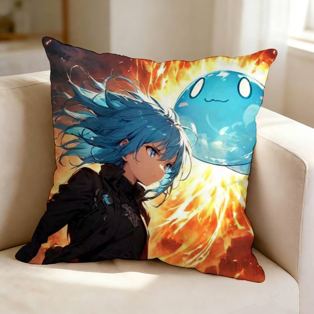 Anime GGot Reincarnated As a SSlime Pillow Case Square DoubleSided Sofa Cushion Cover Bedroom Bedside Pillow