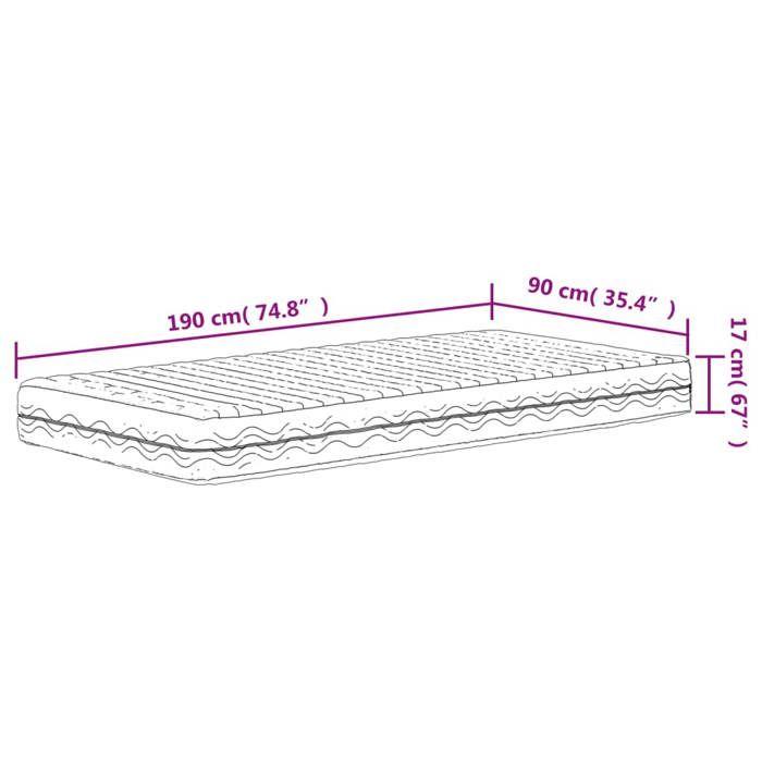 VidaXL Matelas en mousse blanc 90x190 cm dureté H2 H3,matelas de lit,matelas rafraîchissant,matelas souple,matelas 356339