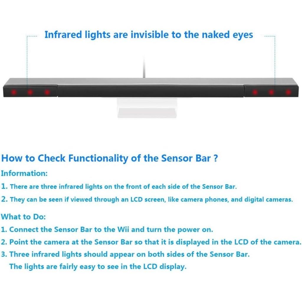 Replacement for Wii Sensor Bar Compatible with Wii U for Nintendo Wired Infrared Sensor Bar Wii Console Accessories