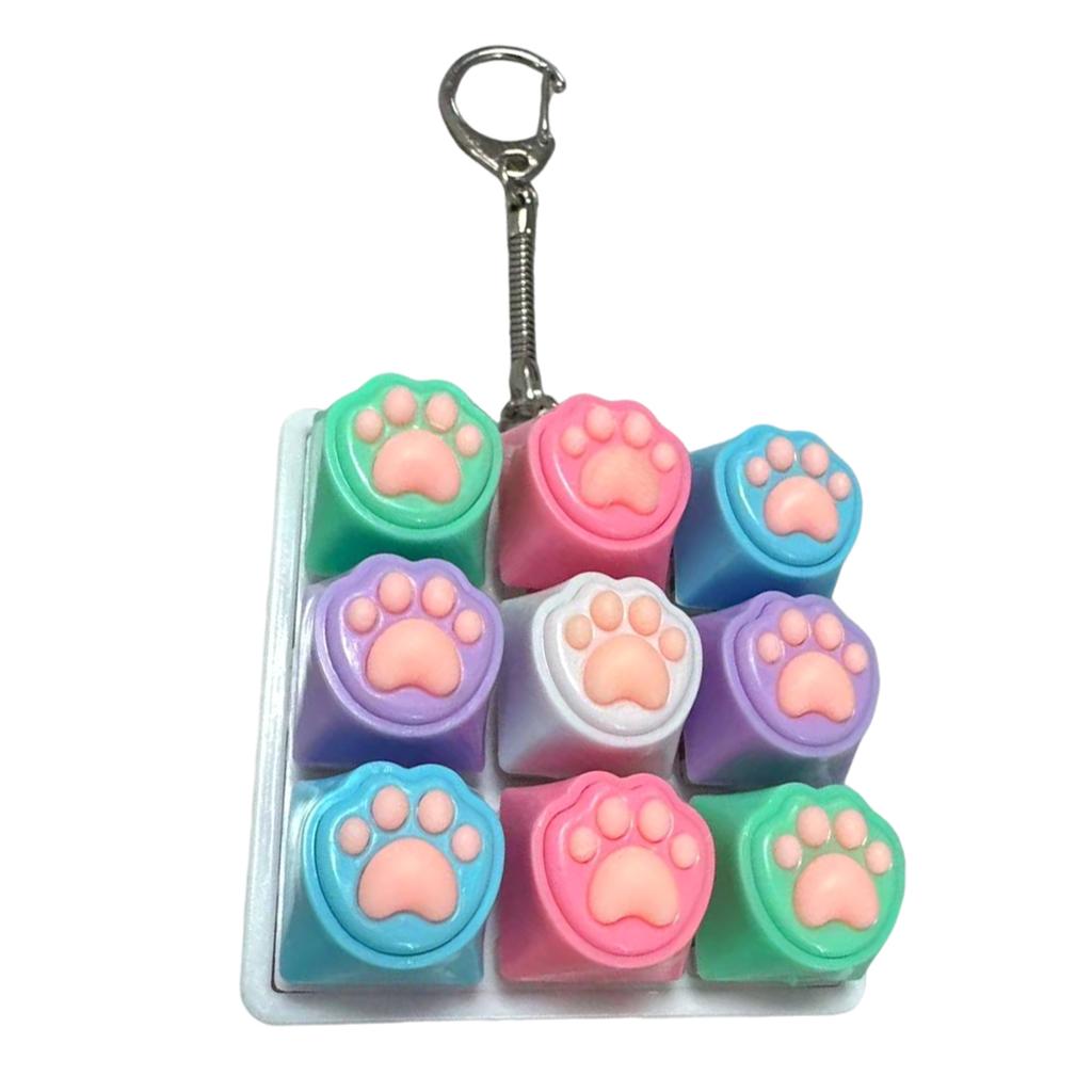 Cat Paw 9-in-1 Sound Fidget Keyboard Clicker W/ Keychain Portable Keyboard Clicker Fidget for Adults and Kids