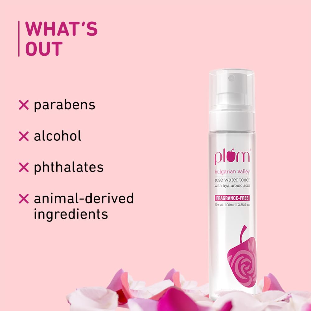 Plum Bulgarian Valley Rose Water Face Toner 100ml Hydrating Pores Tightening pH Balancing Alcohol-Free