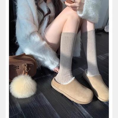 Plush Plush Shoes Women's New Winter Outer Wear Warm One Pedal Half Slippers Autumn and Winter Cotton Shoes