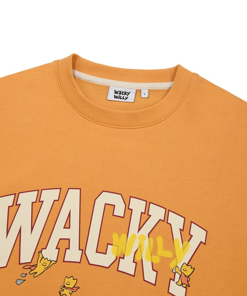 WACKY WILLY Old School Typography Sweatshirt Orange