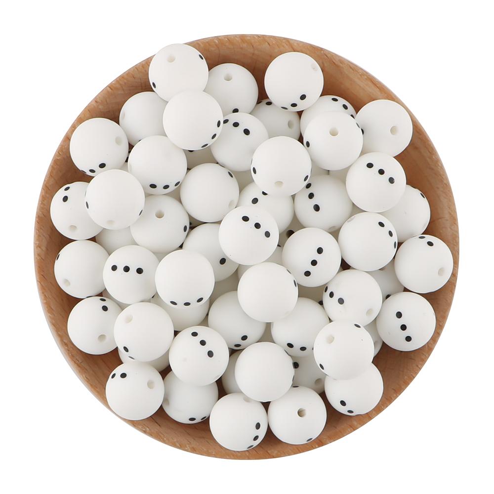 NEW Christmas Series Printed Silicone Beads 20Pcs/15mm  DIY Keychain Necklace Bracelet Accessories For Jewelry Making