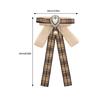 Vintage Brown Plaids Ribbon Pre Tied Bowtie Brooch Pin Women Corsage Shirt Jabot Collar Uniform Bowknot Necktie Clip