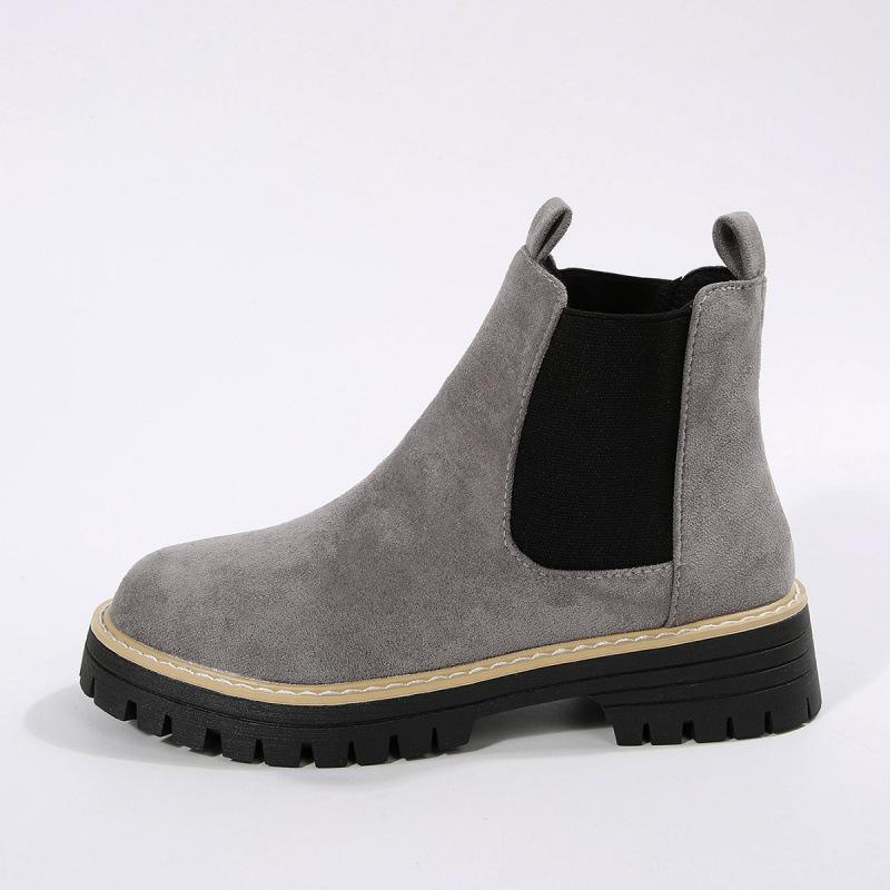 Martin boots new round head leather boots matte mid-top Chelsea boots casual boots