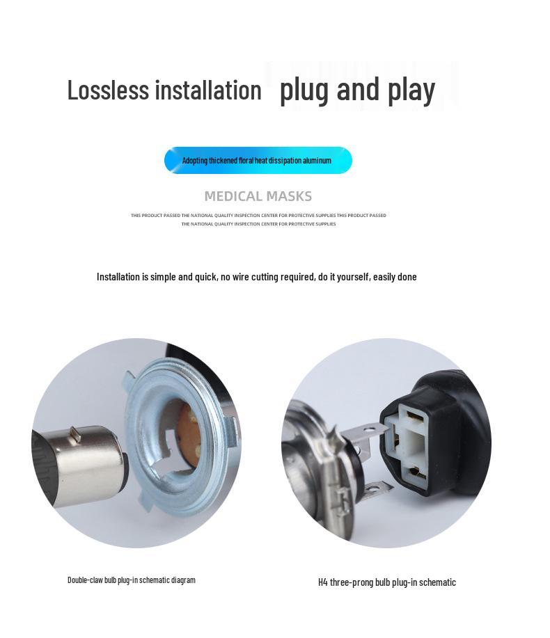 Dual-Color High-Power Motorcycle Headlight H4 H6 P15D BA20D