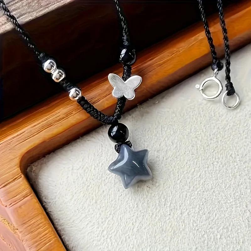 Star Butterfly Gewebte Anhänger Halskette, Retro Chinesisches High-End Design, Minimalistische Neue Schlüsselbeinkette