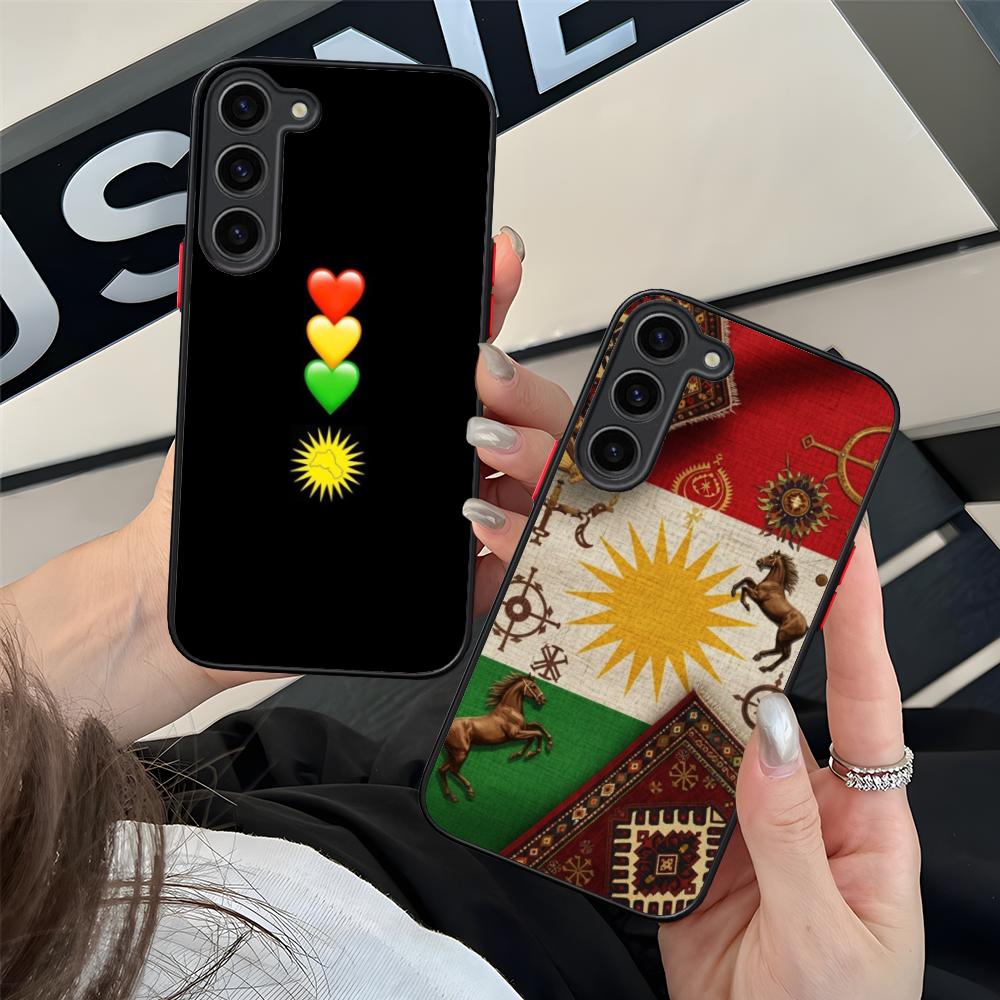Silikonový kryt na mobilní telefon s vlajkou Kurdistánu pro Samsung Galaxy S26 S25 S24 S23 S22 S21 Plus FE Ultra Barevný kryt