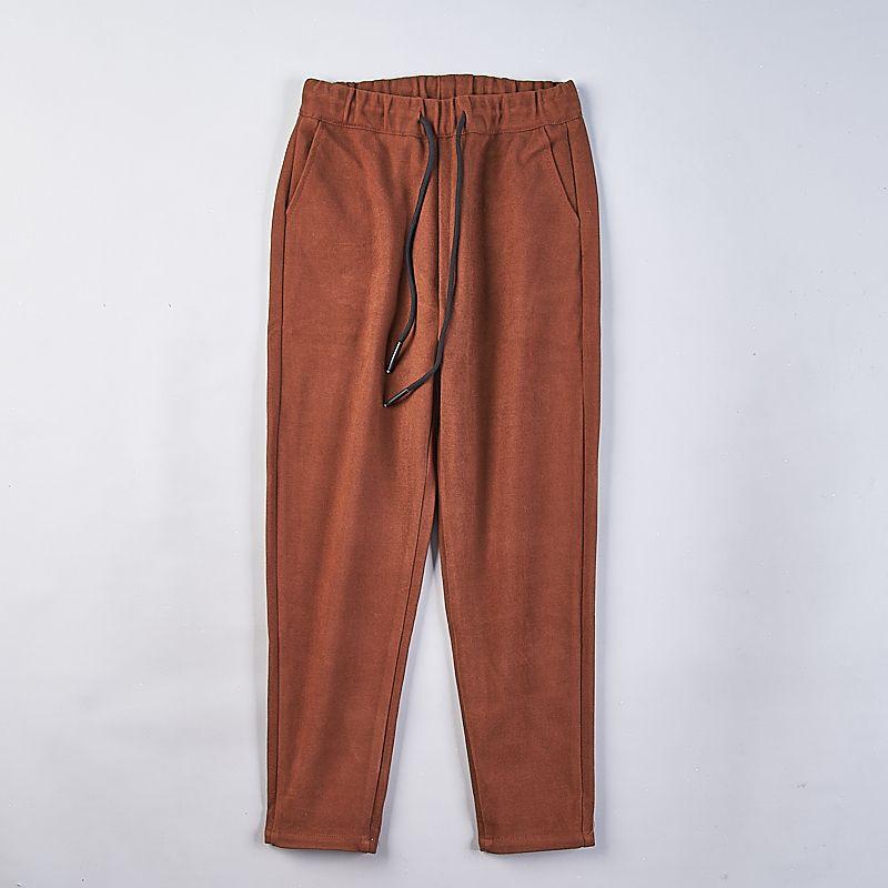 

Качественный хлопок однотонные повседневные брюки женские 4.20 H78608 весна-осень высокая посадка шнурок свободные облегающие гарем щиколотку зауженные брюки 1 coffee M