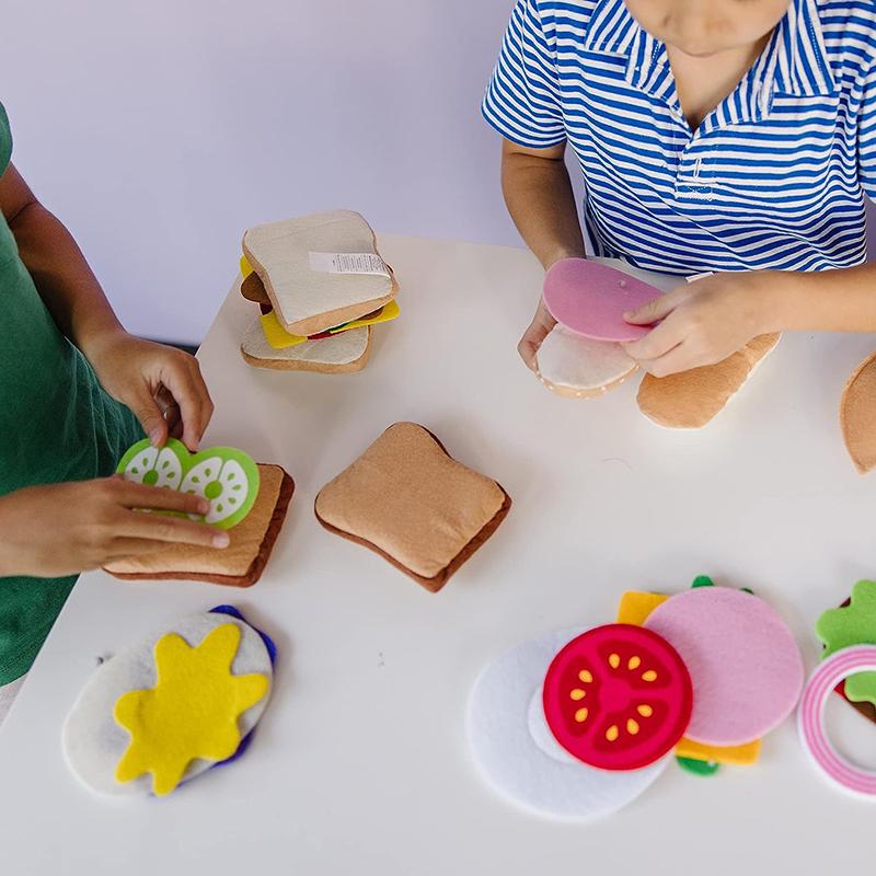 Çocuklar Simülasyon Pizza Hamburger Yaratıcı Oyun Rol Yapma Mutfak Oyuncak Sandviç Yiyecek Pişirme Montessori Eğitici Keçe Oyuncak