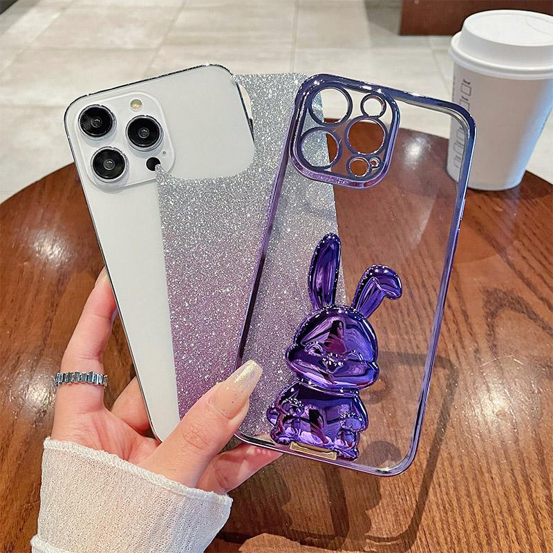 

For Honor X40 5G Protective Case Cute Rabbit Anti-Scratch Kickstand Phone Cover Purple