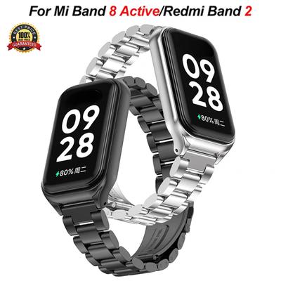 Stainless Steel Strap For Xiaomi Smart Band 8 Active Smart Watch Band Accessories Metal Bracelet Mi Band 8 Active Protector Case