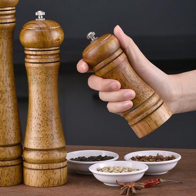 8 Inch Pepper Grinder Salt And Pepper Wooden Grinder Mills Strong Adjustable Ceramic Grinder Kitchen Cooking BBQ Tool