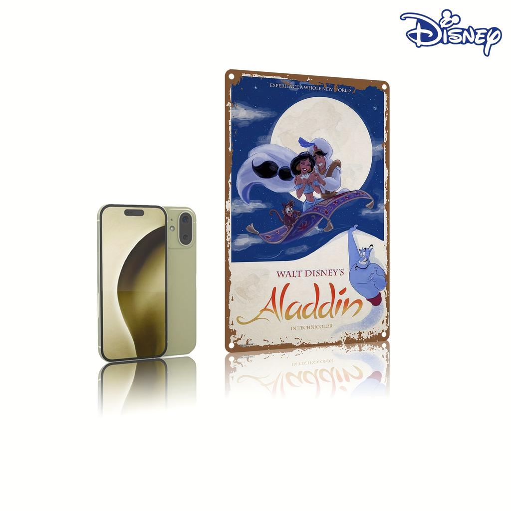 Disney 1pc Metal Tin Sign Magical Aladdin and Jasmine On a Flying Carpet Adventure20.32 X 30.48 Cm Perfect for Home Decor and Ho