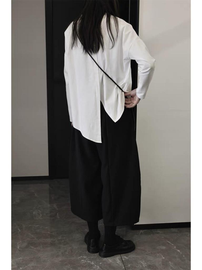 Women's Spring Casual Wide-Leg Harem Pants - Dark, Loose, Flesh-Covering, Eight-Point Design