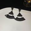 Silver Needle Feather Fringed Earrings Long Light Luxury Atmospheric Stud Earrings Personalized Design Earrings