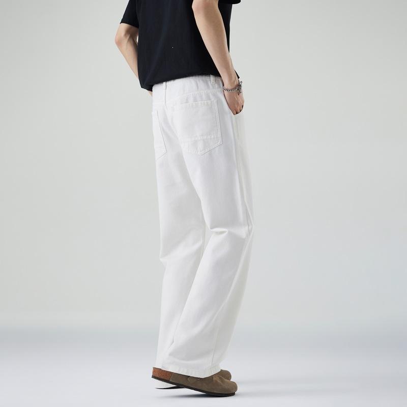 Summer New White Jeans Men's Sailuo Three-spun Loose Straight Wide-leg Men's Pants